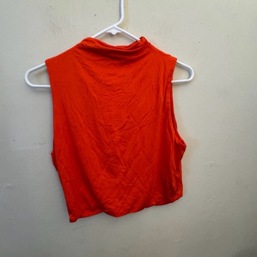 Women’s Sleeveless Mock Necki’m Tank Top - Bright Orange